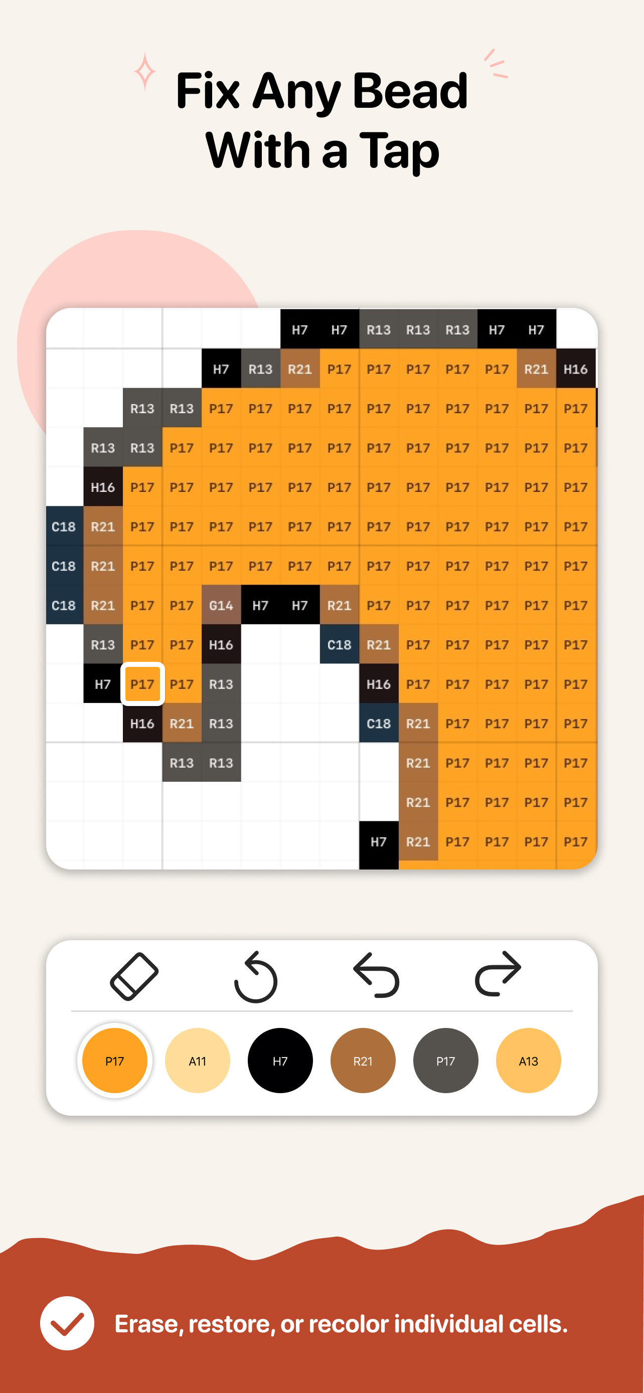 Editing an individual cell in a BeadChick pattern
